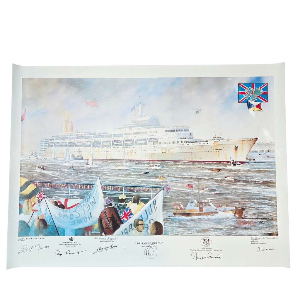Christopher B Dee Britannia Rules Falklands War SS Canberra Signed Art Print